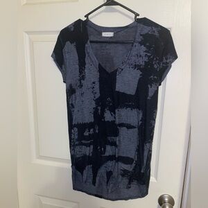 NWOT * ENTI Soft lightweight grey&black abstract pattern dolman blouse- Large